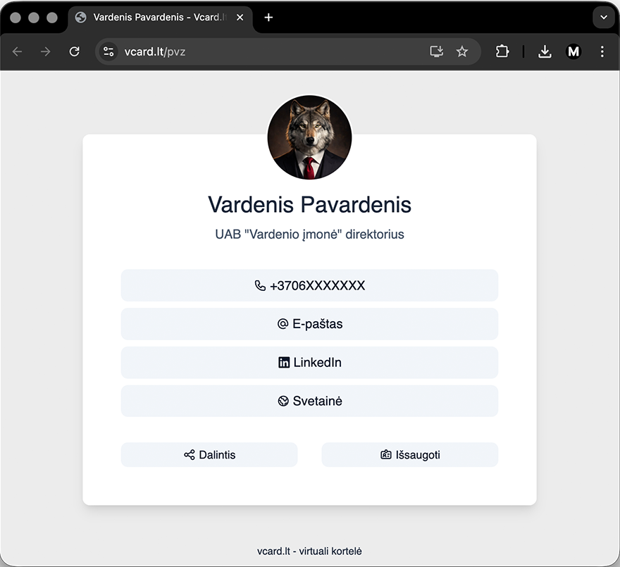 vcard.lt demonstracija
